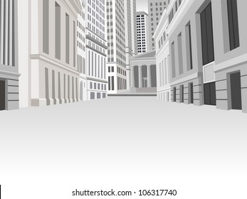 Buildings in downtown financial district in New York city