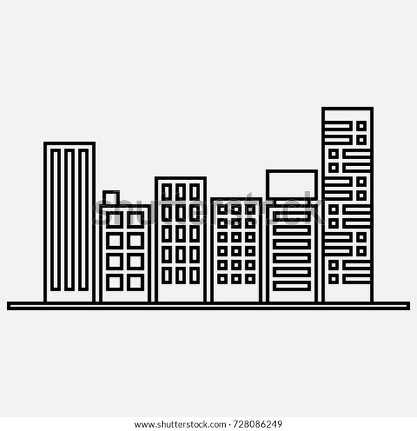 Buildings Easy Drawing Outline Stock Vector (Royalty Free) 728086249