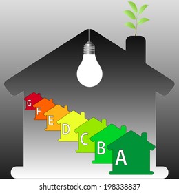 Buildings Energy Performance Scale. Energy efficiency. Vector