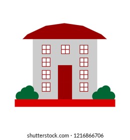 Buildings exterior with trees. Flat vector graphic illustration.