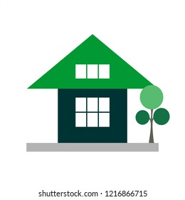Buildings exterior with trees. Flat vector graphic illustration.
