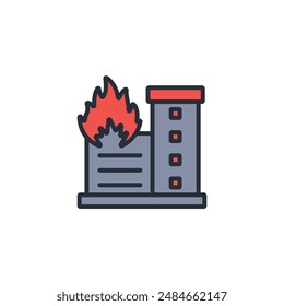 buildings fire icon. vector.Editable stroke.linear style sign for use web design,logo.Symbol illustration.