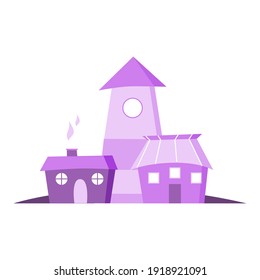 Buildings flat illustration.Home and house design concept vector illustration. Purple colors.