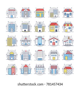 Buildings Flat Rounded Icons 1