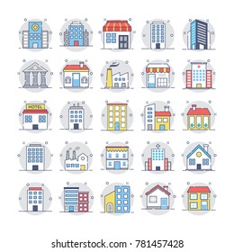 Buildings Flat Rounded Icons 2