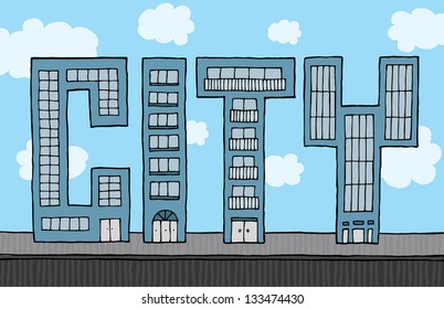 Buildings forming city