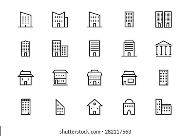 Buildings and Furniture Line Vector Icons 3