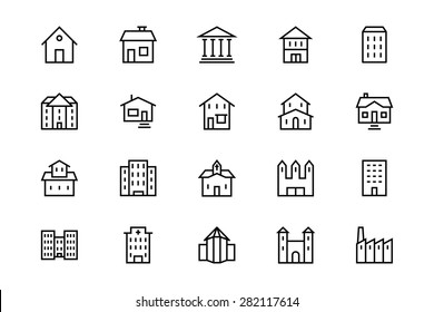 Buildings and Furniture Line Vector Icons 1