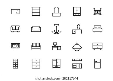 Buildings and Furniture Line Vector Icons 8