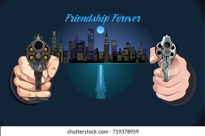 buildings and guns, city vector