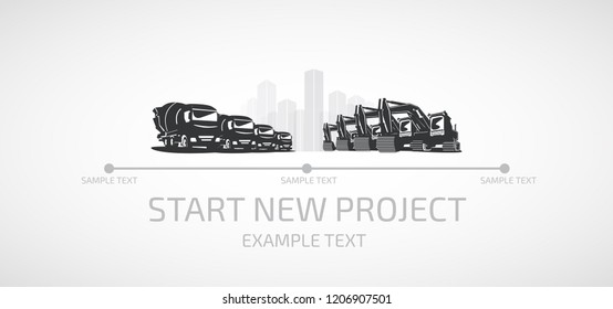 Buildings and heavy equipment for construction.