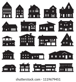 Buildings, home and house icon set. Vector icons.