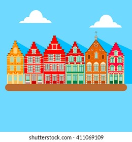 Buildings, house in  Brugge vector icon