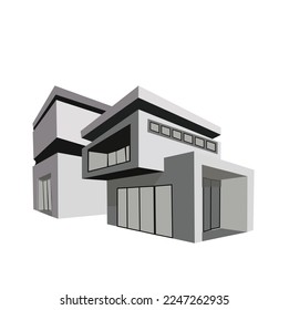 Buildings house vector 2023. Bank, school, courthouse, university, library.