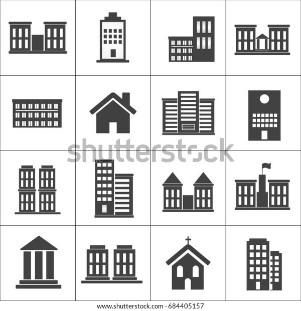 Buildings Houses Icons Architecture Icons Utility Stock Vector (Royalty ...