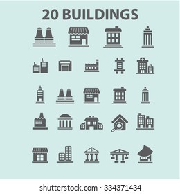 buildings, houses  icons, signs vector concept set for infographics, mobile, website, application
