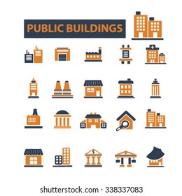 buildings, houses  icons, signs vector concept set for infographics, mobile, website, application
