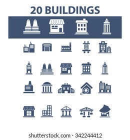 buildings, houses  icons, signs vector concept set for infographics, mobile, website, application
