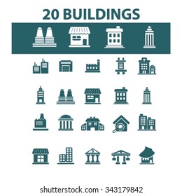buildings, houses  icons, signs vector concept set for infographics, mobile, website, application
