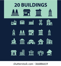 buildings, houses  icons, signs vector concept set for infographics, mobile, website, application
