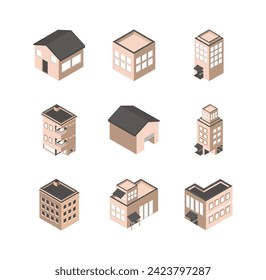 buildings and houses isometric icons