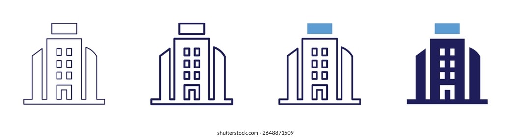 Buildings icon in 4 different styles. Thin Line, Line, Bold Line, Duotone. Duotone style. Editable stroke.