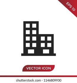 Buildings icon. Architecture symbol. Residential sign, flat vector element isolated on white background. Simple vector illustration for graphic and web design.