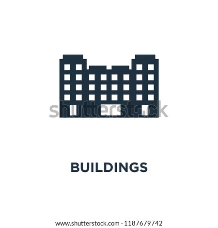 Buildings icon. Black filled vector illustration. Buildings symbol on white background. Can be used in web and mobile.