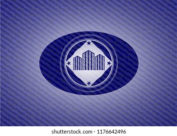 buildings icon with denim texture