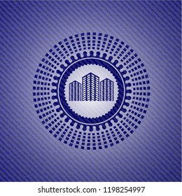 buildings icon with denim texture
