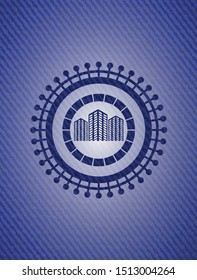 buildings icon with denim texture