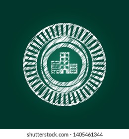 buildings icon drawn with chalkboard texture