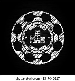 buildings icon drawn on a blackboard