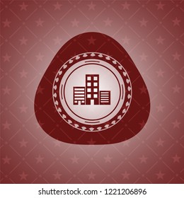 buildings icon inside badge with red background
