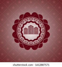 buildings icon inside badge with red background