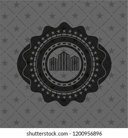 buildings icon inside black emblem. Vintage.