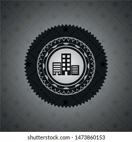 buildings icon inside black emblem