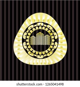 buildings icon inside gold badge