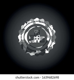 buildings icon inside grey camo texture