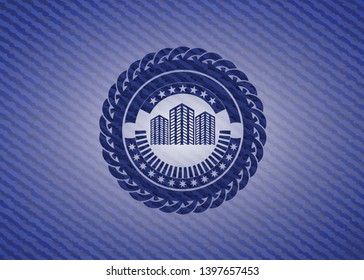 buildings icon inside jean background