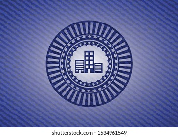buildings icon inside jean background