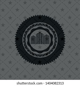 buildings icon inside realistic dark emblem