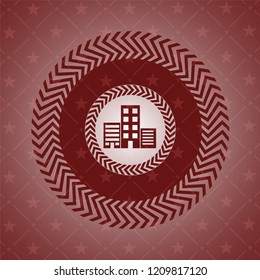 buildings icon inside red icon or emblem