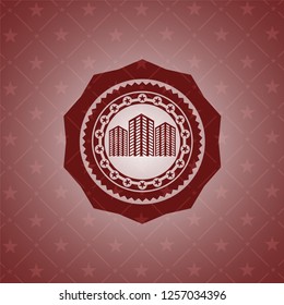 buildings icon inside red icon or emblem