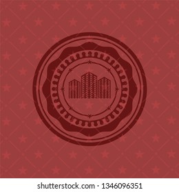 buildings icon inside red icon or emblem