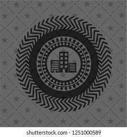 buildings icon inside retro style black emblem