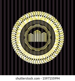 buildings icon inside shiny badge