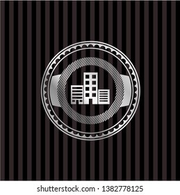 buildings icon inside silver badge