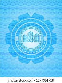 buildings icon inside water concept emblem background.