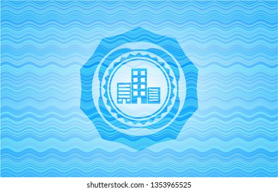 buildings icon inside water concept emblem background.
